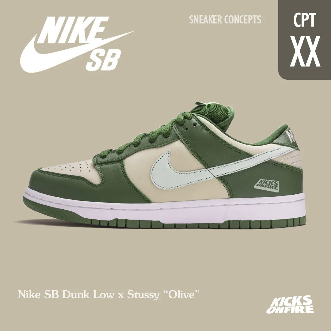 KicksOnFire on Twitter: "SNEAKER CONCEPTS: Nike SB Dunk Low x Stussy “Olive” 🍸 our discord in bio. https://t.co/Yhahx6tJJu" / Twitter