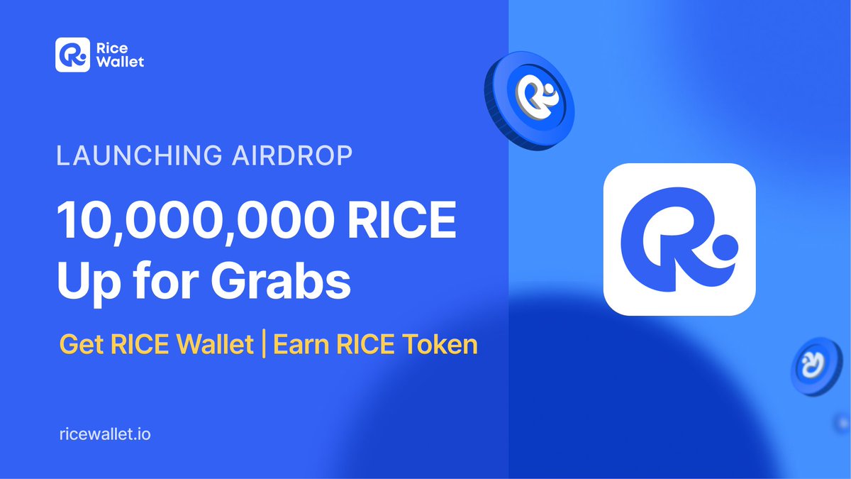 🪂 SUPER LAUNCHING #AIRDROP 🪂 💵 10,000,000 $RICE Up for Grabs 💵 Be the 1st to experience the #DeFi world with RICE Wallet: 🔹 Follow @RiceDeFiWallet 🔹 RT and tag 03 friends with hashtag #RICE 🔸 Complete all tasks and submit your #BSC address 👇 bit.ly/10M-RICE-Airdr…