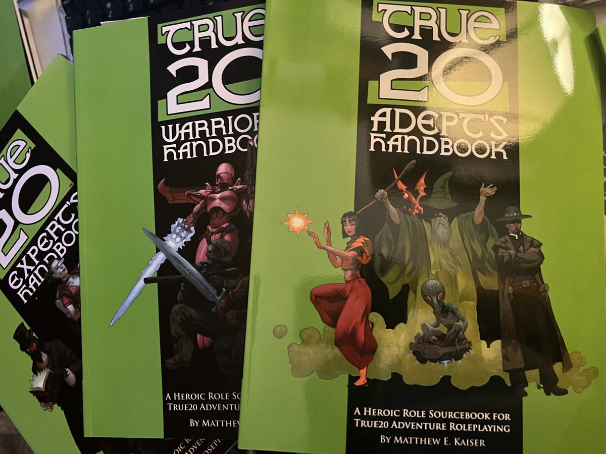 diceinmind's tweet photo. More of my #true20 collection I purchased awhile back.  Never found anyone to play but they are a great read and I love the simplicity of the system. @GreenRoninPub #ttrpg #rpg https://t.co/kuG1SBYlgx