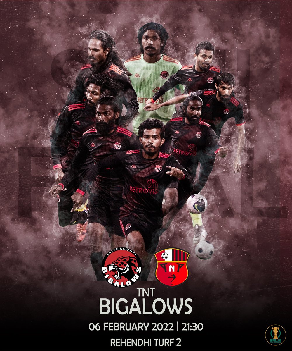 Bigalowsmv's tweet photo. Malhi Futsal Challenge 2022, Semi Final
Bigalows VS Club TNT
21:30hrs, 06.02.2022
Rehendhi Turf 2 https://t.co/QCb7TSxfNJ