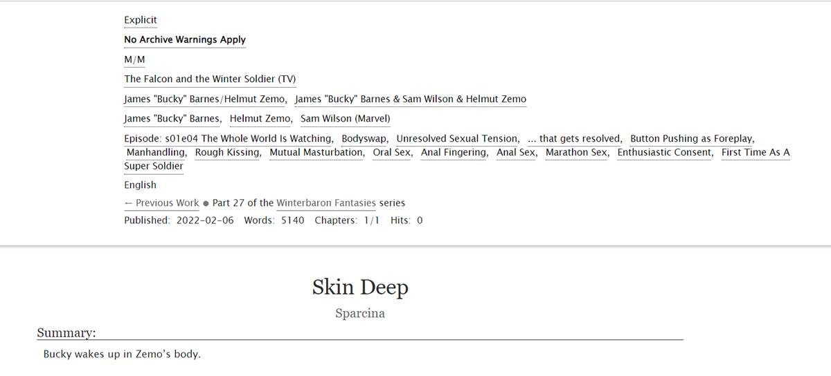sparcina's tweet photo. 5k of Bucky/Zemo bodyswap (with porn)
https://t.co/PKK57ycJWM
#winterbaron #winterbaronfic #buckyzemo https://t.co/8jAeP1ob5A