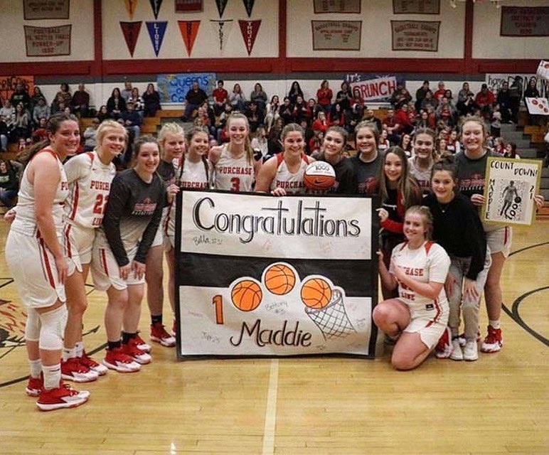 Heritage_Confer's tweet photo. Congratulations to Maddie Scalese from Purchase Line for scoring her 1,000th point tonight in their game against Marion Center! *The Red Dragons are moving onto the Semi-Finals in the Road to the KCAC - Tuesday night at 7:00 pm where they will play the Wildcats @ Homer-Center https://t.co/pF4Ab73WQn