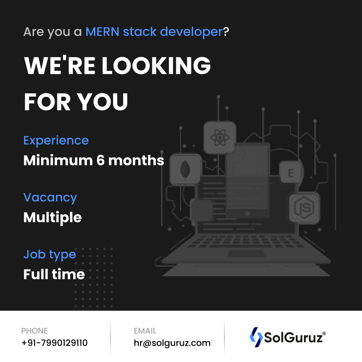 SolGuruz's tweet image. We are looking for #MERNDevelopers, #MEANDevelopers and #NodeDevelopers.
💻 High configuration laptop will be provided (Minimum is 16GB)
🛑 No bond / No contract / No guarantee required
5️⃣ days a week
⏱️ Flexible timing
🏠 WFH or Office or Both (Hybrid)
👨🏫👩🏫 1-on-1 mentorship