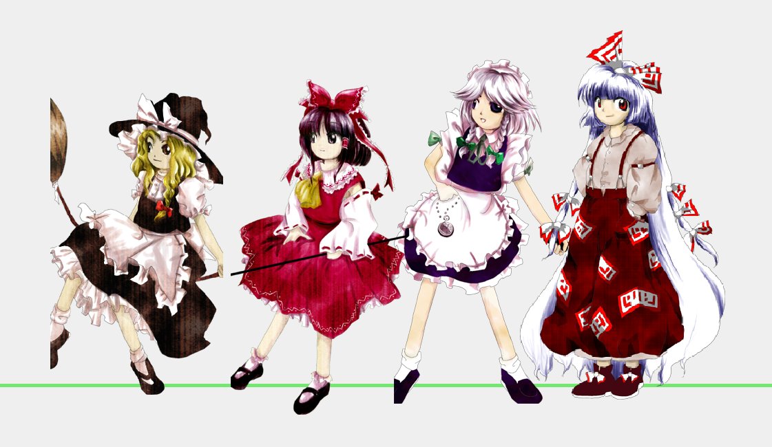 Fe_8823 実は妹紅、意外に背が高いようなのですよ。 永夜抄の立ち絵