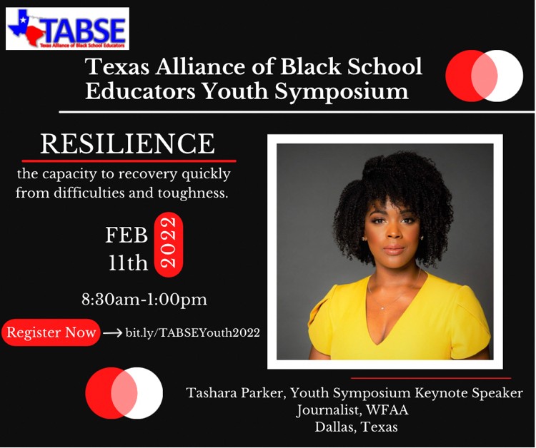 Join us for our Youth Symposium with our special guest speaker <a href="/TasharaParker/">TasharaTakesTexas</a> on Feb. 11th. See flyer for more details. #GAABSEStrong #Resilience <a href="/TABSE_Texas/">TABSE_Texas</a>
