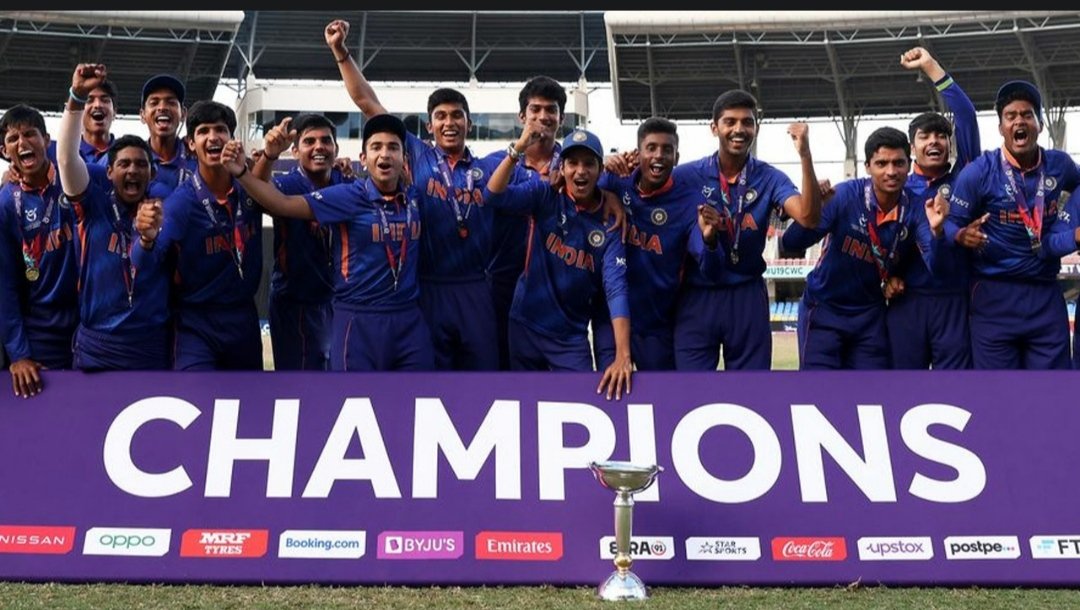 SonamPatelADS's tweet photo. U-19 Team India won World Cup🏆... 
Congratulations🎉🎉🎉🥳🥳🥳
Champions of Youngistaan.... https://t.co/KXSE11HMs1