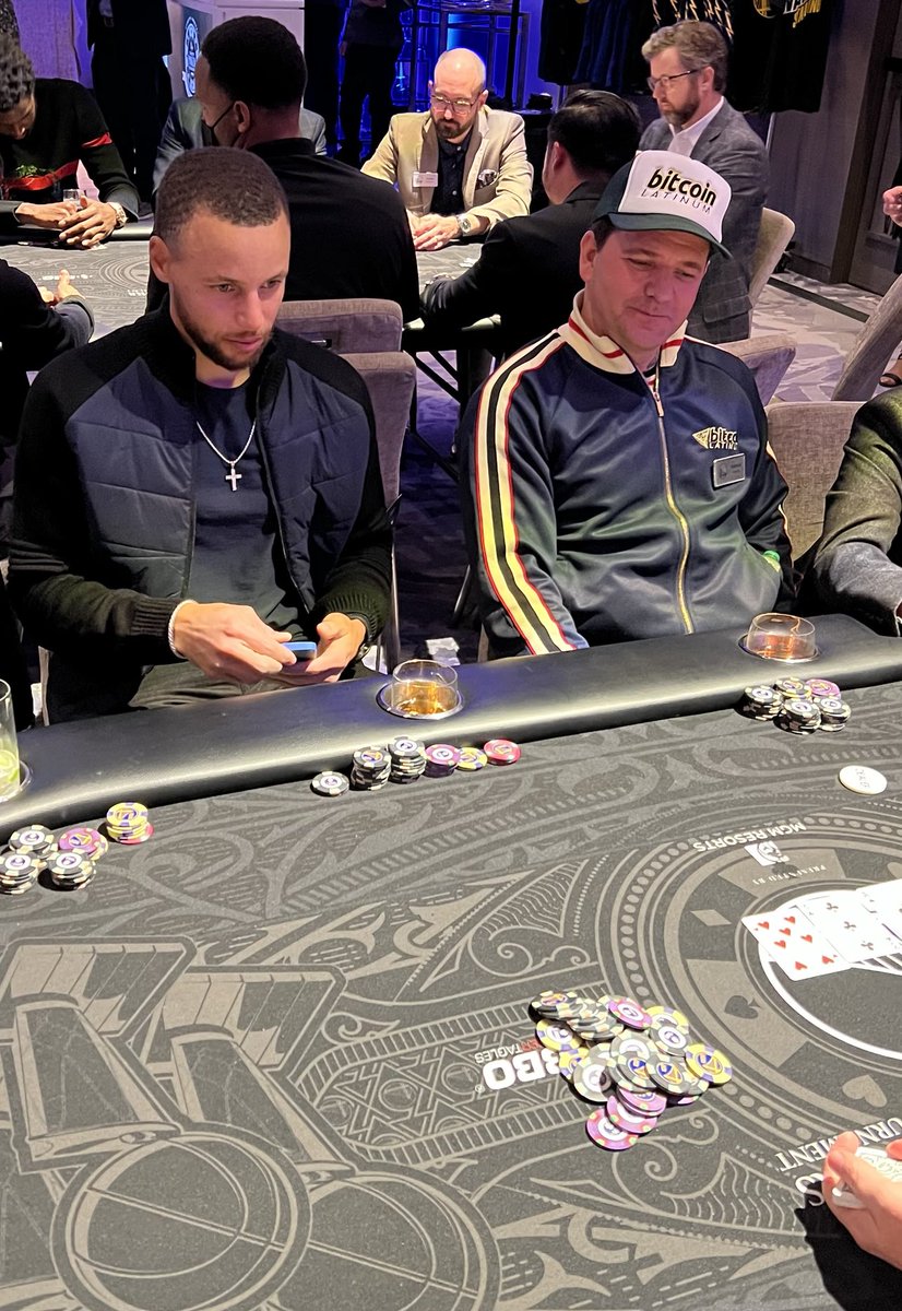 My guy ⁦@TheDonBasile⁩, CEO/Founder of Bitcoin Latinum w ⁦@StephenCurry30⁩  at @Warriors Charity poker tourney #POSITIVITY