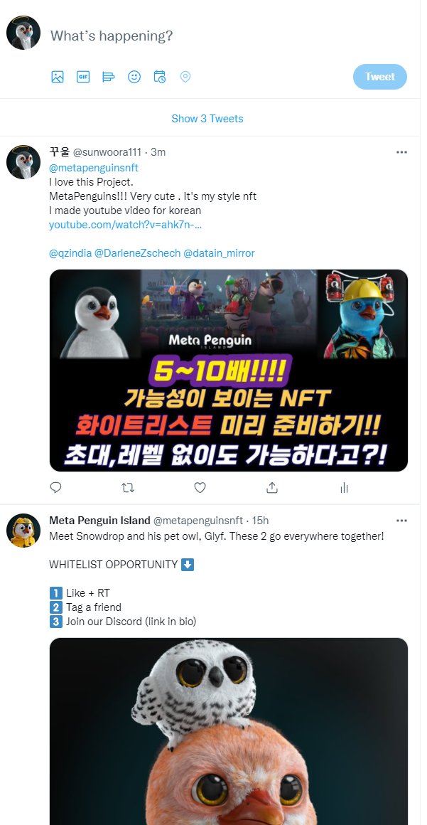 sunwoora111's tweet photo. @metapenguinsnft @heyqweentv @whoisaddison @zacfarro 

I made youtube video for Korean about MetaPenguins.
https://t.co/CgpNQkBCL5

MY DISCORD ID::
Meta Penguin Island | baebae1228#2636

I love this NFT and Project. https://t.co/L3DHrkMhVF