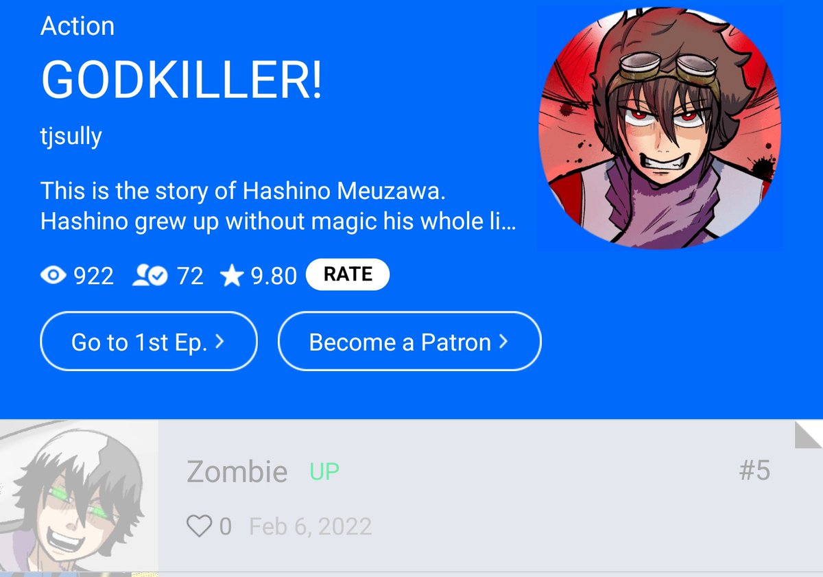 TheTjsully's tweet photo. GODKILLER EP 5 IS OUT!!!! PLZ RETWEET AND SPREAD THE WORD #WEBTOON #WebtoonCanvas https://t.co/IJr0ETzvhB