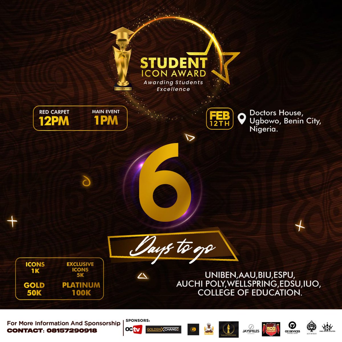 studenticon's tweet photo. 6 days to #studenticonaward π₯
Slide into our dm to get tickets π₯π₯
#6days
#countdown
# https://t.co/KU9RbekOPW