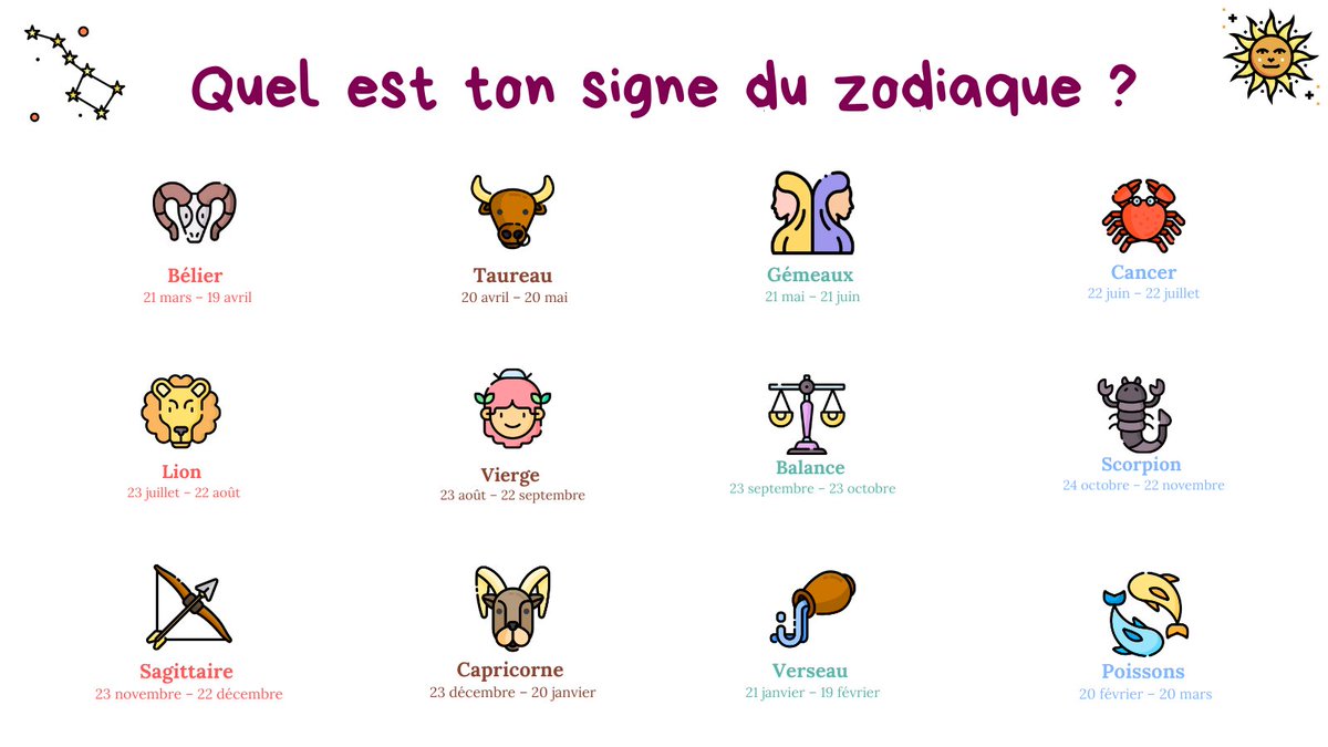 ♋Connais-tu les signes astrologiques en français ?♏
🔸
📝 Et toi, quel est ton signe astrologique ?
🔸
#ClasseFLE #teachers #quickfrench #polyglotclub
#parlerfrançais #vocabulairefrancais #easyfrenchclass #FrenchZodiacSignes #French2022 #learnfrench