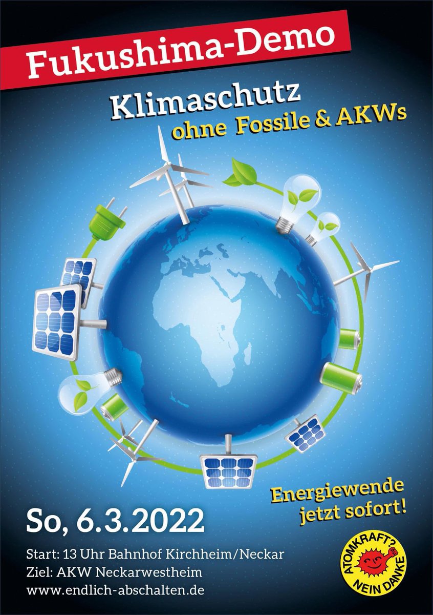 #Klimaschutz ohne Fossile und Atomkraftwerke! In einem Monat gehen wir dafür auf die Straße! Kommt mit! #endlichabschalten #Fukushima