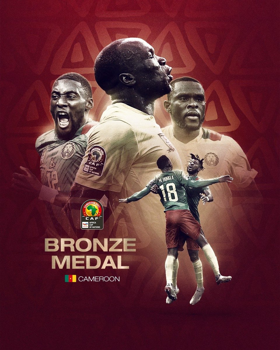 Down by 3-0, Cameroon makes a spectacular comeback to level scores 3-3 before beating Burkina Faso 5:3 after post-match penalties to win a bronze medal in the 2021 African Cup of Nations.