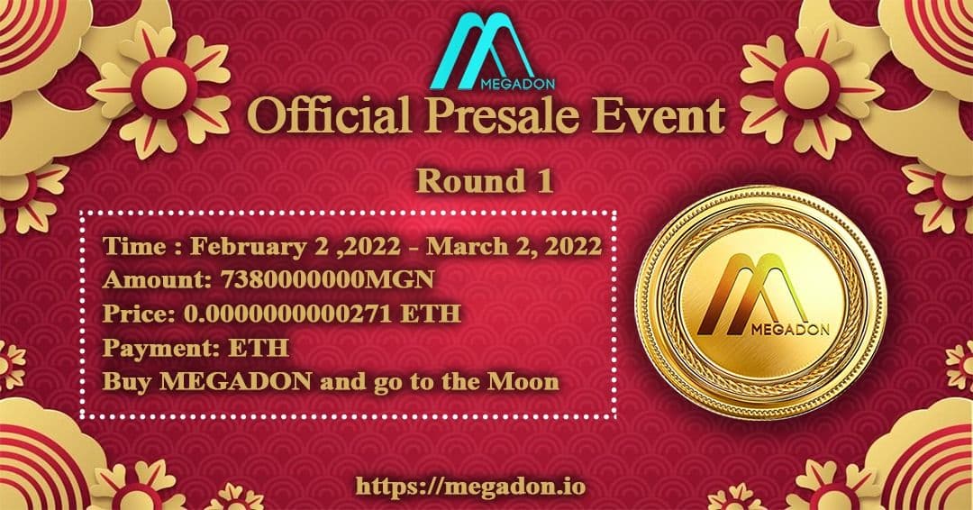 ⚜️On the occasion of the new year, MEGADON wishes all of you to have a new year with more health and more success. Very pleased to have your companion on the way to developing MEGADON ecosystem in the near future.
#Airdrops #Ethereum #BTC #presales #ICO #cryptocurrency #memecoin