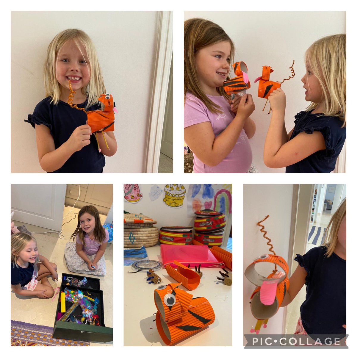 BSMuscatY2's tweet image. Year 2 have always been creative! Look at what they made from some card, recycled tubes, bottle tops and some string! 😍👏

A Tiger Puppet! 🐅