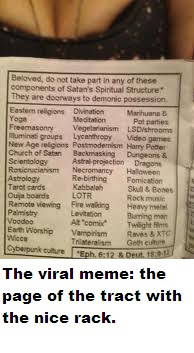 CultJamPro's tweet photo. @Popehat Somebody plagiarized my Chick tract parody panel from 2012. Here's the original panel and discussion of the viral phenom https://t.co/9BhTuzwddw https://t.co/Fh59enOhLB