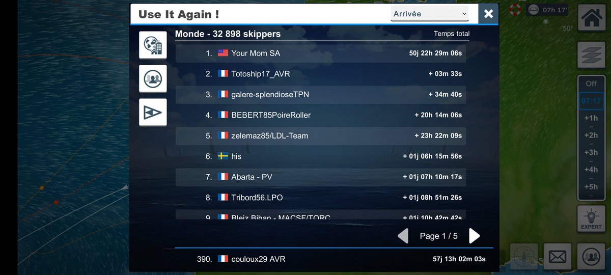Totoship17 qui se retrouve en 2 ème place provisoire de la use or again ...en moins de 51jours et à moins de 3min de la 1ere place ... vraiment très beau parcours.