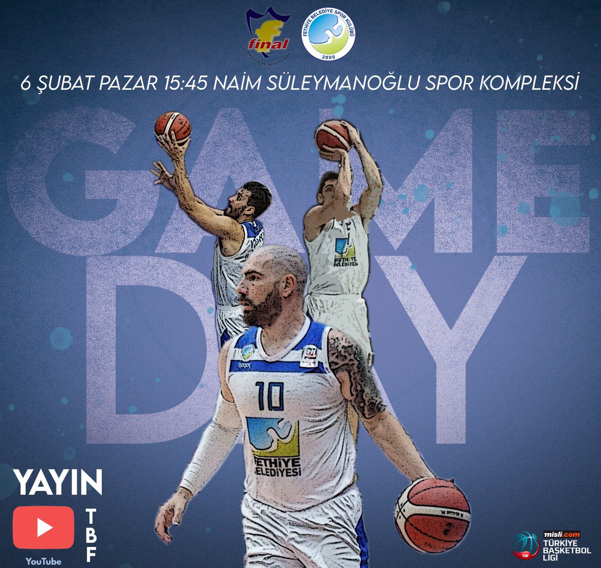 FethiyeBldSp's tweet photo. 🏆 @mislicom TBL
🆚 @FinalSporBasket 
⏰15.45
📍 Naim Süleymanoğlu Spor Kompleksi
📡 Youtube / @tbf https://t.co/oK2kQ9g0hK