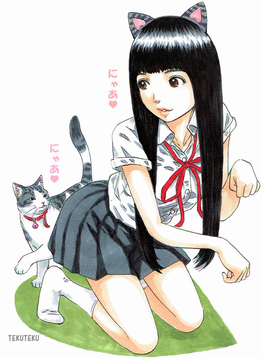 「猫指南(にゃん)🎶🐱😊にゃあ💕
 #猫好き 
 #illustratio」|TEKUTEKUのイラスト