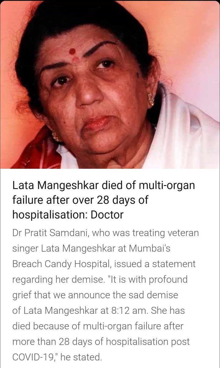 SubhamKanu_LXIX's tweet photo. #EndOfEra #lathamangeshkar Legendary veteran singer Lata Mangeshkar dies at the age of 92.

🥺May her soul rest in peace 🙏
Om shanti... https://t.co/BhyylAZ5Z9
