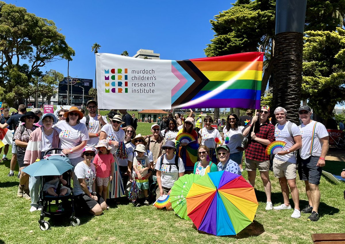 So proud to be able to march under the @MCRI_for_kids banner for the first time at @midsumma #pridemarch today! #midsumma2022 🏳️‍🌈 🏳️‍⚧️