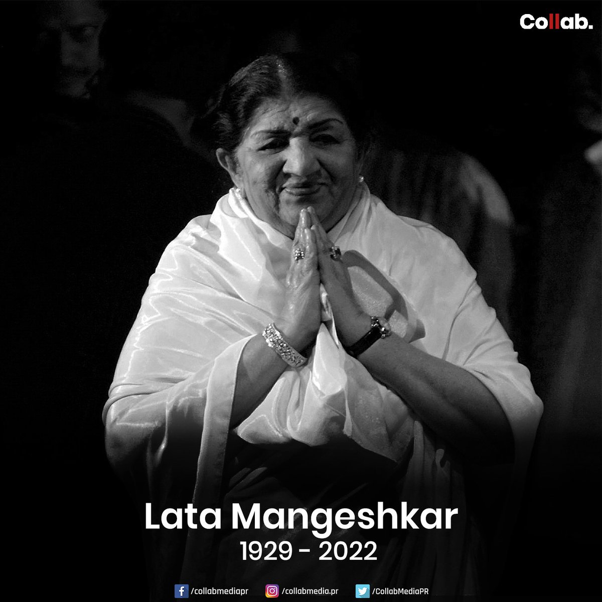 CollabMediaPR's tweet photo. NAAM GUM JAYEGA, but your voice will live forever in our hearts. 

#लतामंगेशकर
#LataMangeshkar https://t.co/e1coX8u7qR