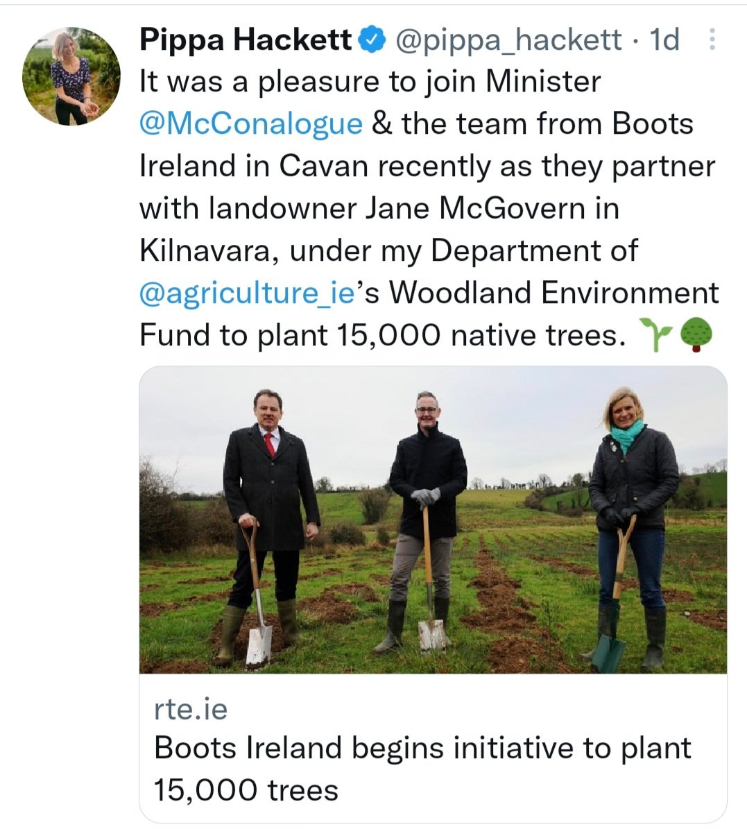 SaveLeitrim's tweet photo. We see two Greenwashing efforts in the forestry sector this week. @coilltenews why not bring the students to a "real" damaging plantation &amp; let them make up their own minds instead of these disney versions? Why are 🇮🇪 Government Ministers promoting greenwashing by @BootsUK ❌ https://t.co/zs1wWs1ynC