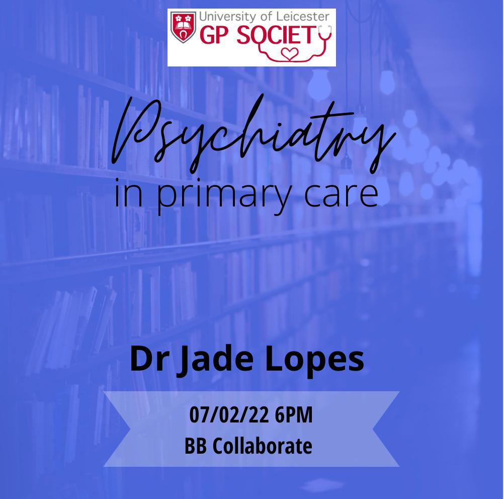 We are SO excited to welcome back our very own Dr <a href="/jadejjl/">Jade JL</a> as she teaches us all we need to know about psych in primary care 🧠🤔💭
Link to our event on our FB page