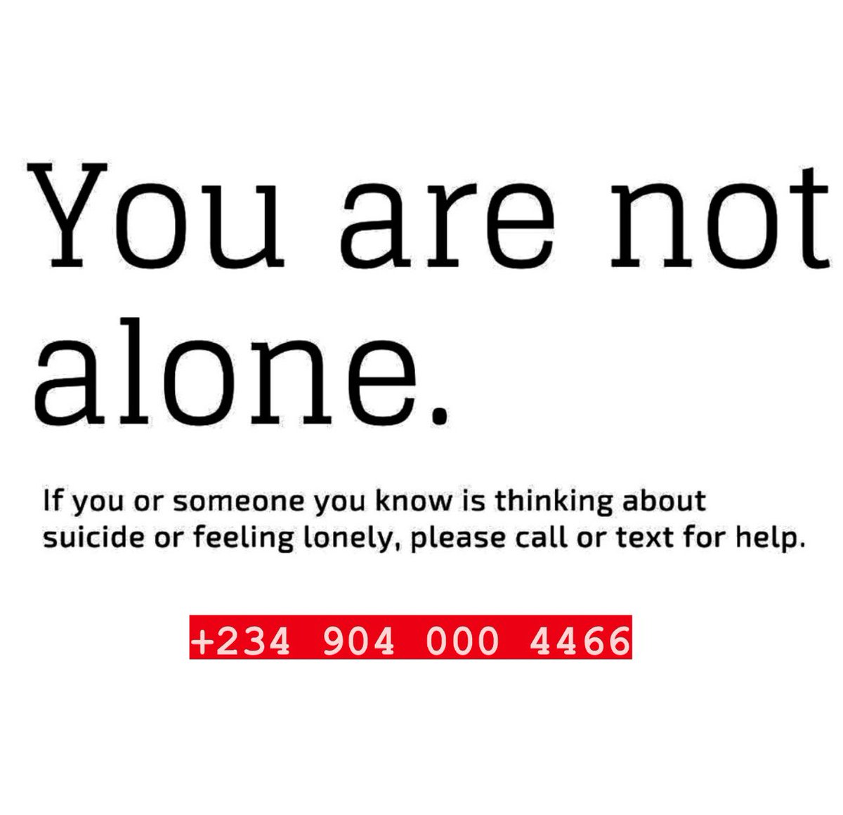 charlesOTudor's tweet image. #PAUSEMODE…
Being in a lonely path is not a walk in the park.
Too often we assume that being weak or vulnerable is a negative vibe.
This is a misconception.
Truth remains that it’s only human.
We all have our moments.
The highs,lows ,ups and downs.
Feeling suicidal?
#BeLifted.