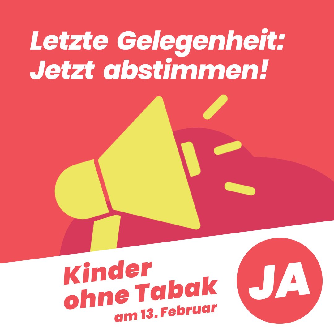 📣 🚨 Abstimmen nicht vergessen! Bis am Dienstag, 8.2. noch per Post 📩
#kinderohnetabak #abst22 #chvote