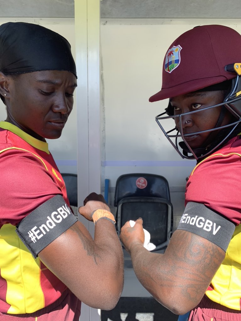 #MaroonWarriors and South Africa Women will wear black armbands and black playing kit respectively to bring awareness to the societal issue of Gender Based Violence. 

 #SAWvWIW #EndGBV