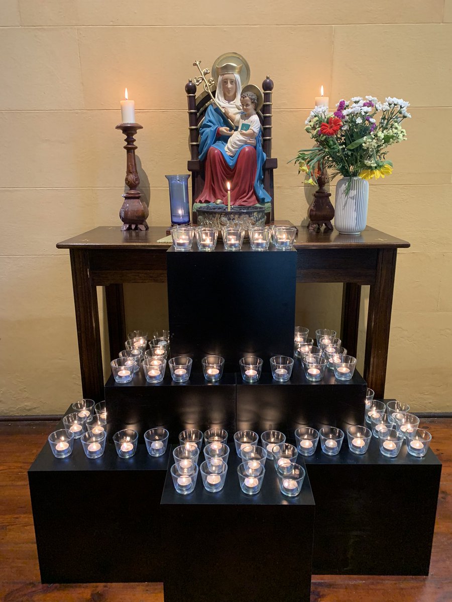 stmarksfitzroy's tweet photo. A celebration of the Presentation of the Lord in the Temple with a candlelight procession to the shrine of Our Lady of Walsingham surrounding her and her Son with flickering light. https://t.co/PnGPsPmBjP