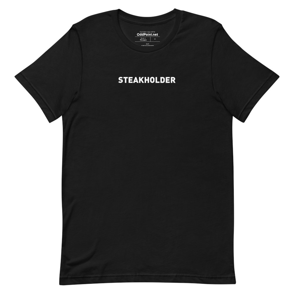 AWPDK's tweet image. Til dem der kan se det sjove i det her. Det er muligvis ikke alle 🇨🇮
T-shirt med printet &quot;Steakholder&quot; - Kan købes i shoppen.

zcu.io/AwS7