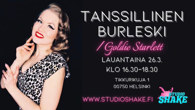 Tanssillinen burleski -workshop: burleskiasennetta, tanssillista liikuntaa, itseilmaisua &amp; omasta kehosta<a href="/tag/burleski"class="tags"><span>#burleski</span></a>