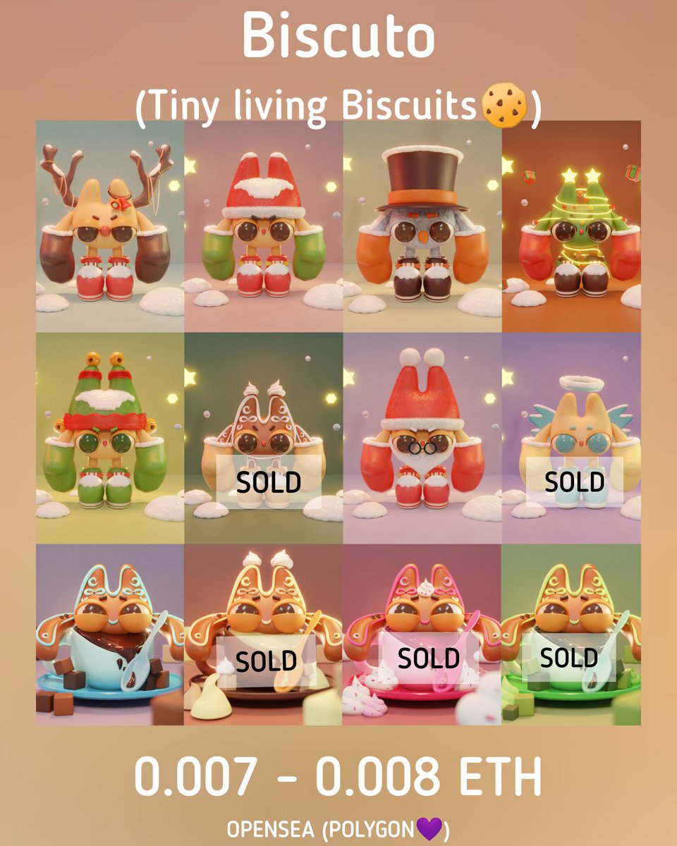 PUNCHIO_K_NFT's tweet photo. ✨ Update​ 🌟
🍪 Collection​ ' Biscuto '​ ✨
🌈​ Price​ :: 0.007​-0.008​ ETH
🌈​ Opensea​ (Polygon​💜)​ :: https://t.co/IMBOpLskWp
.

#NFTcollection 
#NFTdrop #nftcollectors #NFTCommunity #NFTTHAILAND #polygonNFT #Polygon #NFTJapan #NFTartist #NFTs https://t.co/CvJOuoKK5S