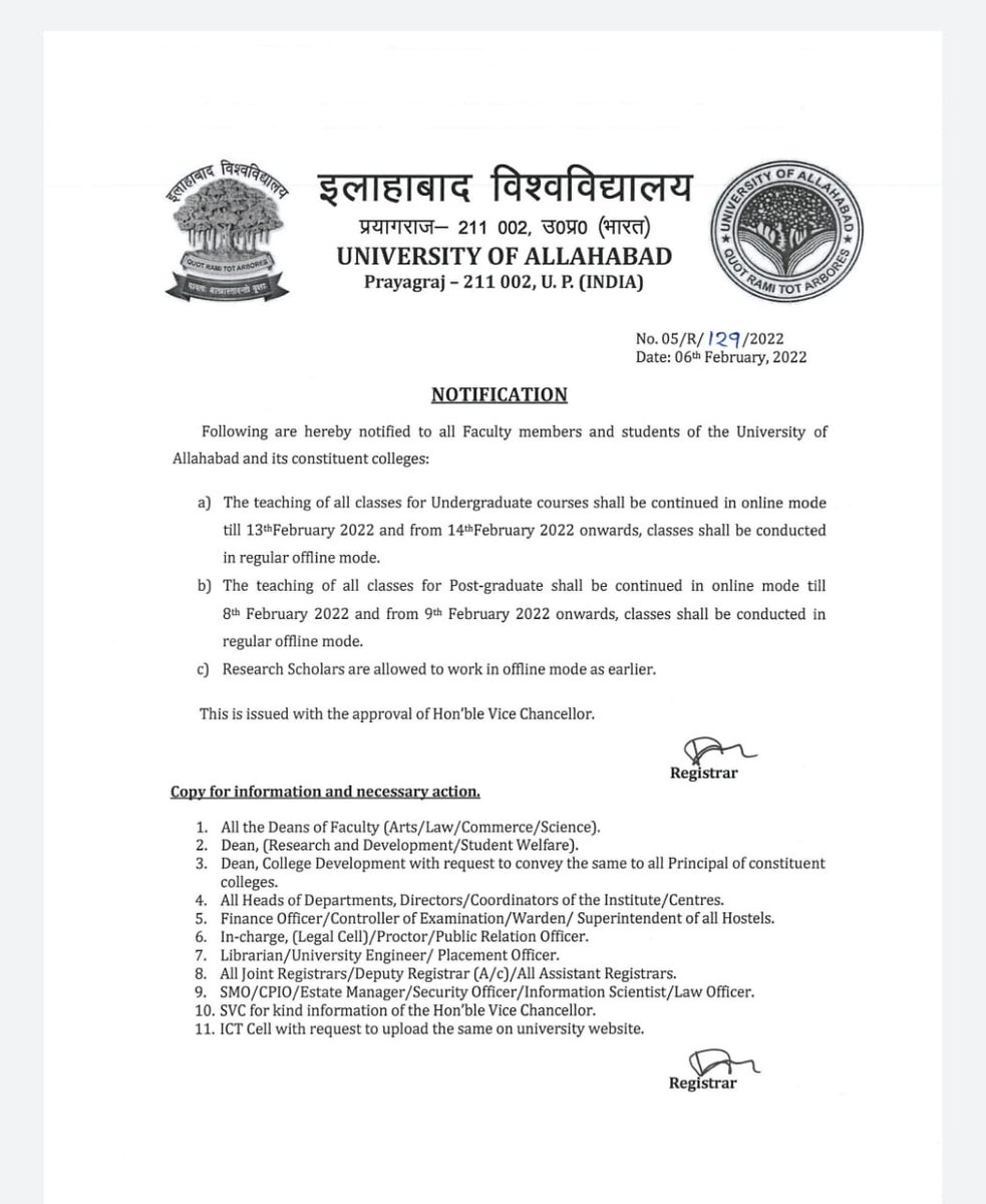 JeetuSi27645800's tweet photo. University of Allahabad too comes under centre and it's reopening from 14 Feb.
#reopendu https://t.co/Z6wZ5b4BPx