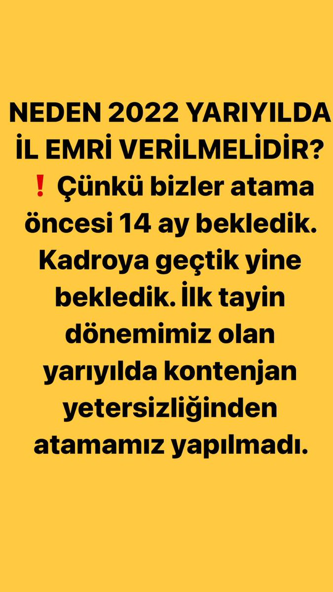 Ağustosu beklemek gibi bir zorunluluk yok . Şimdi de il emri olabilir.  Biz de kavuşabiliriz ailemize. 
<a href="/RTErdogan/">Recep Tayyip Erdoğan</a> 
<a href="/tcmeb/">Millî Eğitim Bakanlığı</a> 
<a href="/ntv/">NTV</a> 
#NtvİlEmriniSor