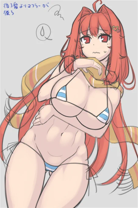 WIPラフに色乗っけ水着デザインはこれからちょっと変更します 