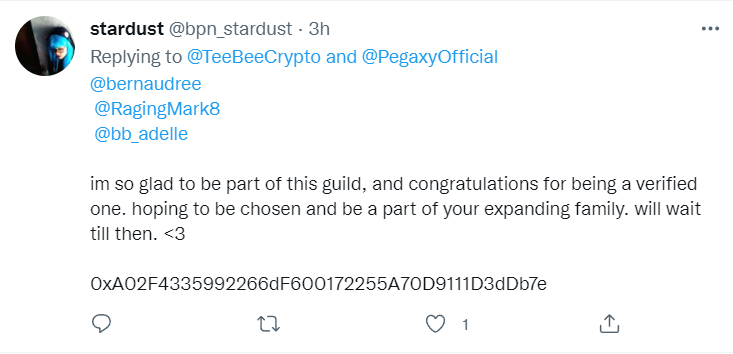 TeeBeeCrypto's tweet photo. Congratualtions to our winner🎉🎉🎉

#PegaxyScholarship #pegaxyrental #pegaxyScholar https://t.co/VjSt18Xoc7