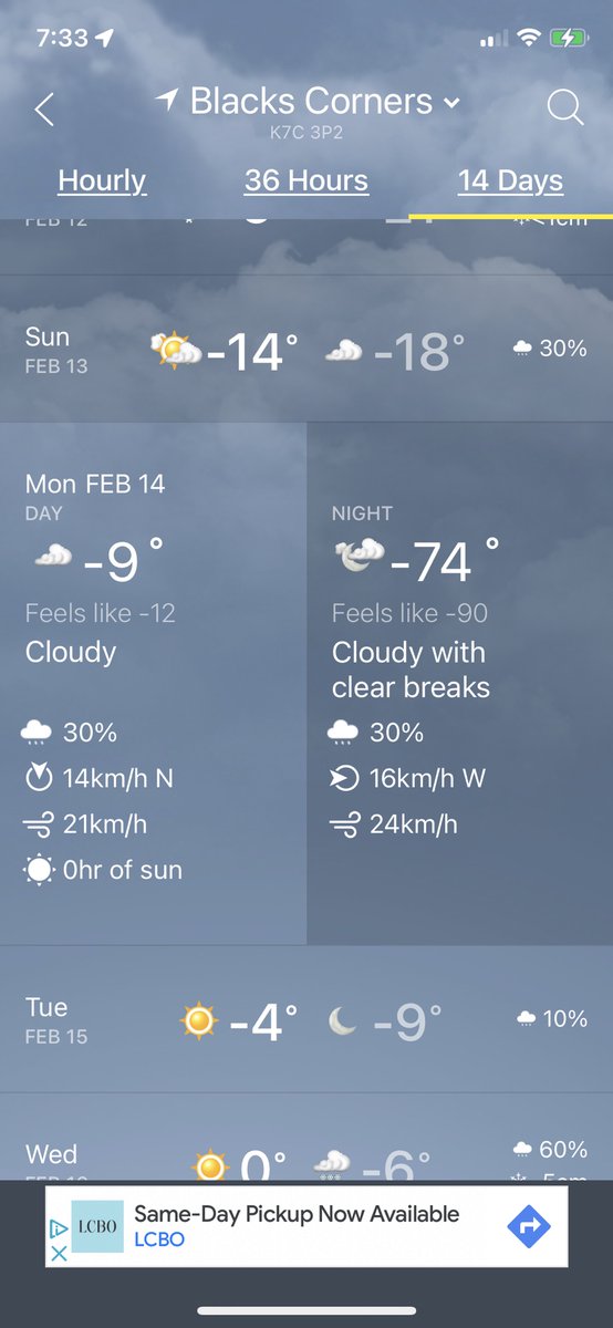 angidowns's tweet photo. @weathernetwork Wow! Sure going to be a cold one on Valentine’s Day! 🤣🤣 https://t.co/eH41mNTWXN