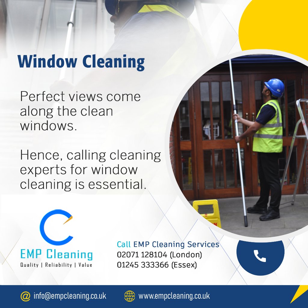 EMP_Facility's tweet photo. Window Cleaning Services

Clean windows with no dust, stains or moss give you the perfect views while adding a sparkle to your premises!✨

Call us: 01245 333366/0207 112 8104
Email: info@empcleaning.co.uk
Website: https://t.co/KkU4s5df3q

#EMPCleaningServices #WindowCleaning https://t.co/KhWxFhYNwA