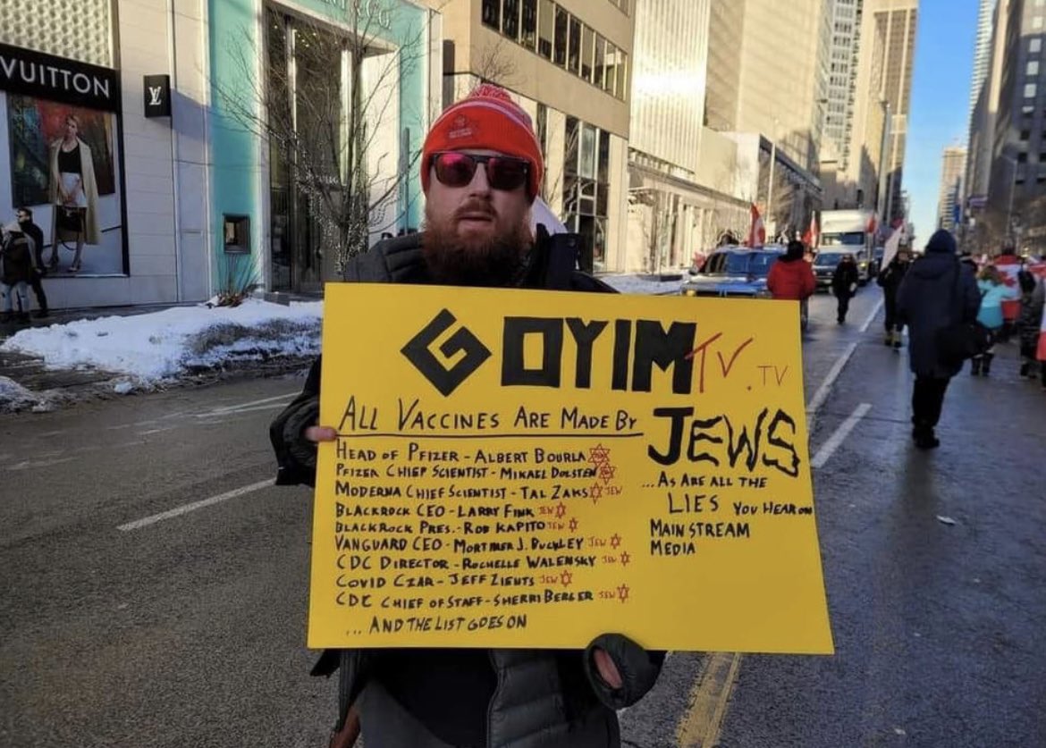 MsJulieLenarz's tweet photo. Toronto, February 2022.

Pure, unadulterated antisemitism. https://t.co/ogDtqmJrJl