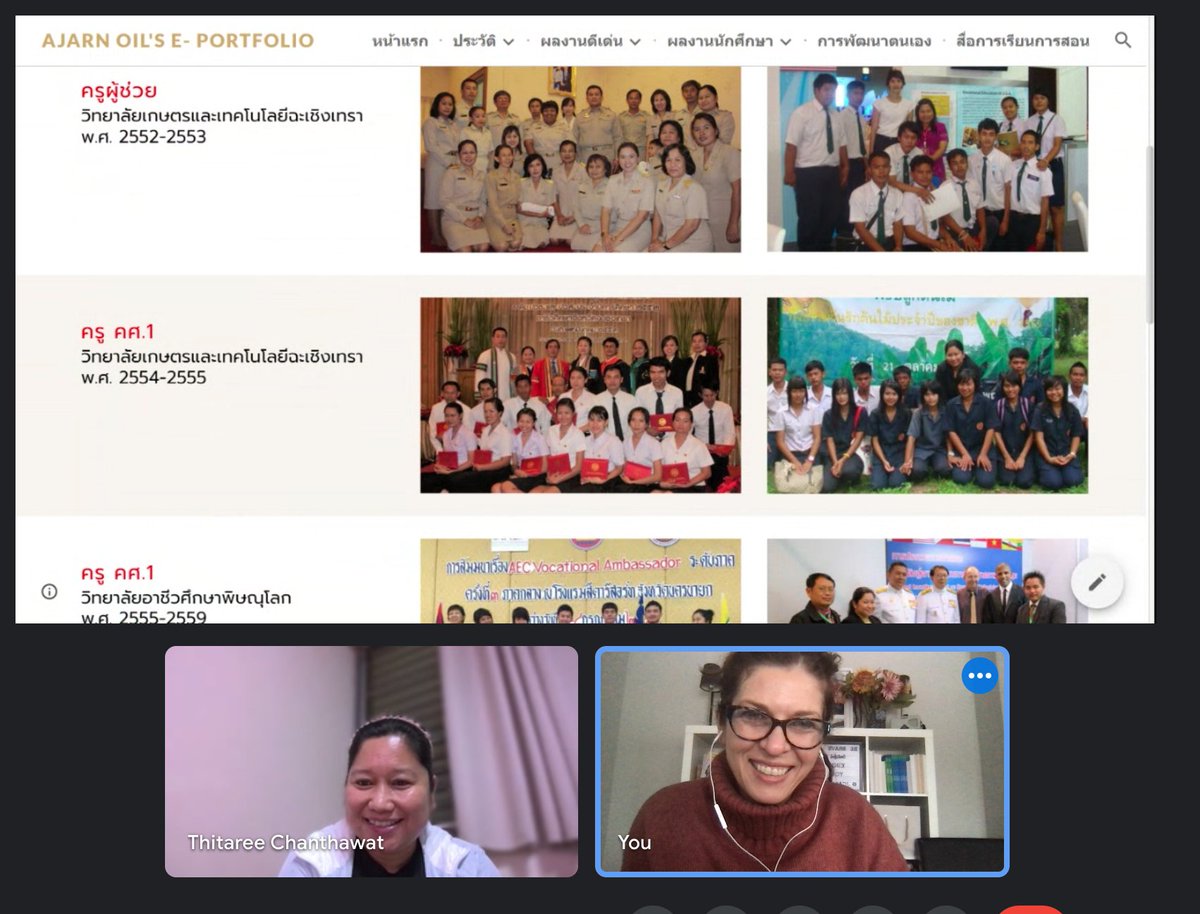 JCasaTodd's tweet photo. Chatting about the value of a #digitalportfolio w/ my  #GoogleEI #VIA21 mentee @AjarnOil Learned:
➡️ The Buddhist calendar is 543 years ahead of ours so 2565
➡️ She was granted highest honour for teaching &amp; integrating tech by Royal Highness/Thailand 
Who is mentoring who really? https://t.co/SAB9zz5Fqy