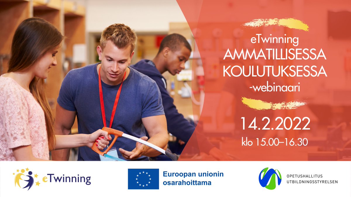 RMetso's tweet photo. @eTwinningFIN #eTwinning #ammatillinen Tule ma 14.2. klo 15-16.30 etäkoulutukseen kuulemaan, mitä eTwinning mahdollistaa ammatilliselle opettajalle, runsaasti esimerkkejä YTO- ja ammatillisiin aineisiin.  Ilmoittaudu 14.2. klo 12 mennessä: https://t.co/6yoojtP4Wv https://t.co/9YMZVXyoXT