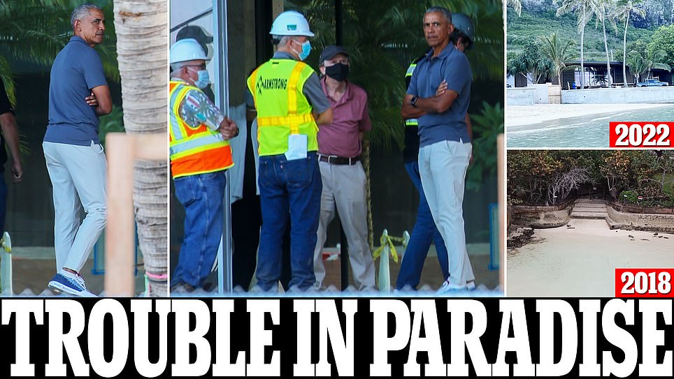 Daily_MailUS's tweet image. Scowling Barack Obama inspects the construction of his new multimillion-dollar Hawaii mansion trib.al/0LI9ryt