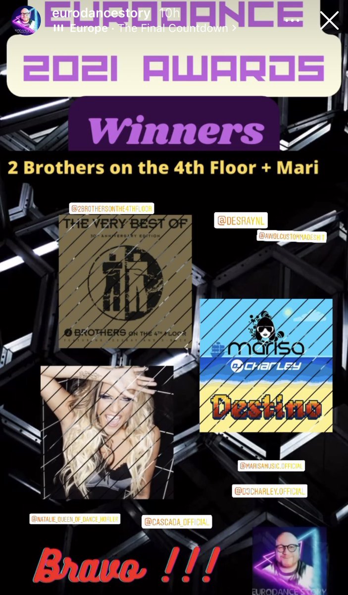 Offical rankings! 💯 
<a href="/cascada_music/">Cascada</a> placed second and first at the: Eurodance 2021 Awards 🤍🎉
🥈: One Last Dance (Category: Best Song)
🥇: Best Voice of 2021! (Category: Singer)
Thanks for voting everyone! 💪🏼💪🏼

Here you‘ll find all rankings: 
instagram.com/stories/euroda…