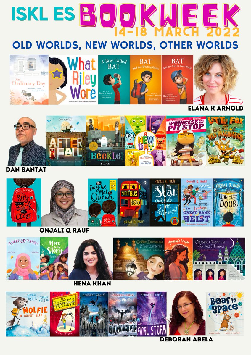 ISKL ES Book Week is coming!! We have a brilliant group of authors zooming in! Woop Woop! #ISKLESreads #ISKLESlib <a href="/dsantat/">Dan Santat</a> <a href="/OnjaliRauf/">onjali rauf</a> @ElanaKArnold <a href="/DeborahAbela/">Deborah Abela author</a> <a href="/henakhanbooks/">Hena Khan</a> <a href="/AuthorVillage/">The Author Village</a>