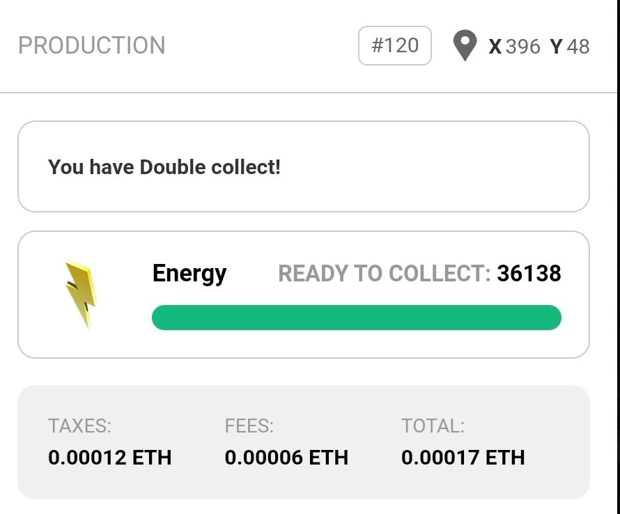 Another double collect of energy in my energy 7 from district # 120 ethereum ⚡⚡⚡on
<a href="/MegaCryptoPolis/">MegaWorld Strategy</a> Perks double collect energy in action🚀🚀🚀  <a href="/MCP_HQ/">MegaCryptoPolis HQ</a> <a href="/mcmagurno1/">agente000</a> <a href="/doomcaketh/">doomcake💎 ⛏️</a> <a href="/Super02030/">Alan</a> #eth #nft #assets