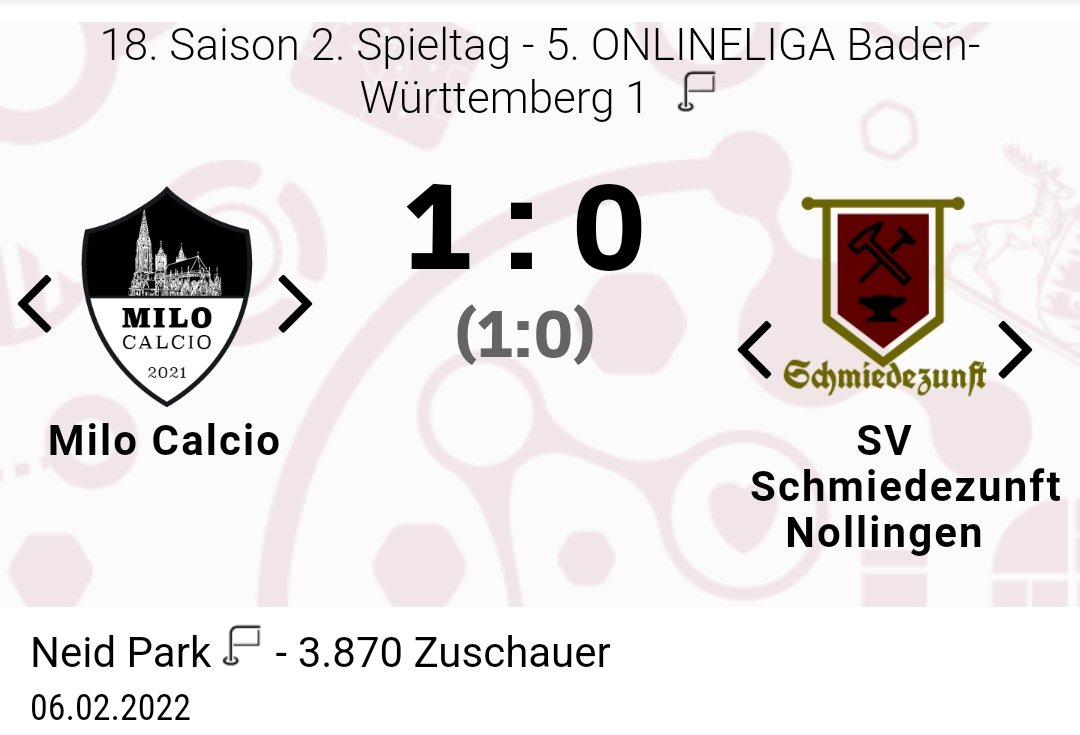 nollingen's tweet photo. Knappe Niederlage beim Vorjahresmeister. Die Statistik stimmt uns aber zuversichtlich für die weiteren Spiele. #onlineliga https://t.co/9blve75qG7