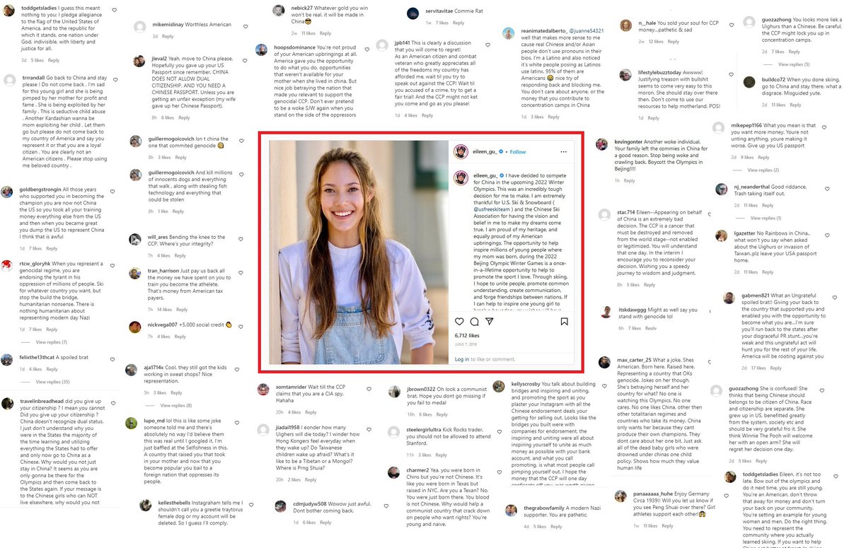 ElixirTwisted's tweet image. Eileen Gu is a traitor to America in every sense of the word. 

How shameless and braindead do you have to be to think this is okay? 😂💩

Stay in China and give up your passport.

#EileenGu #Beijing2022WinterOlympics #BeijingWinterOlympics